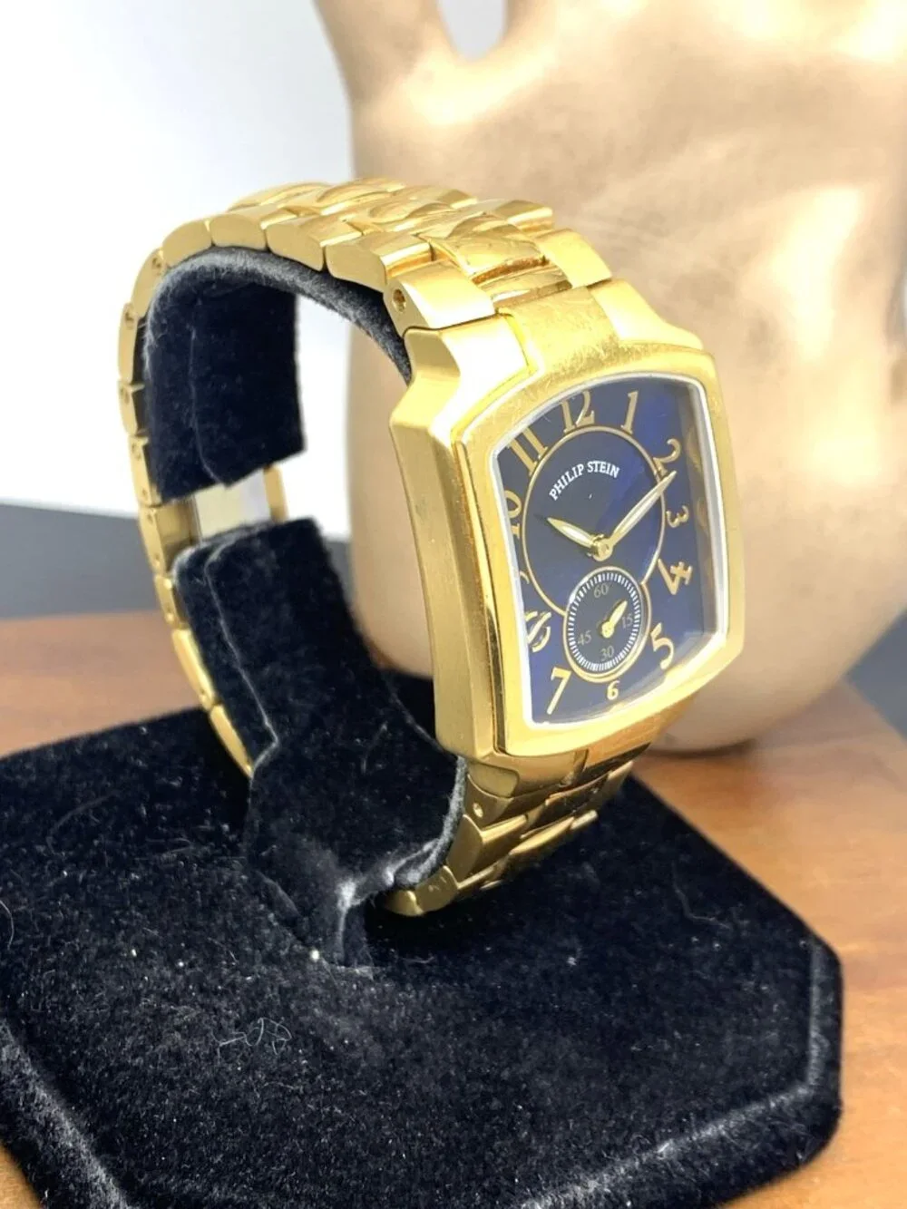 Philip Stein Signature Women's Watch Quartz Blue Dial Gold Stainless Steel 28mm